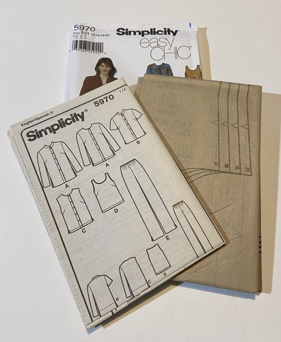 Vtg Simplicity Sewing Pattern 5970 Jacket Vest Top Pants Size RR 14-20 Uncut - Picture 3 of 3