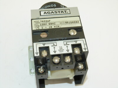 Agastat 7022AF Time Delay Relay 1 to 10 Sec 120v Used