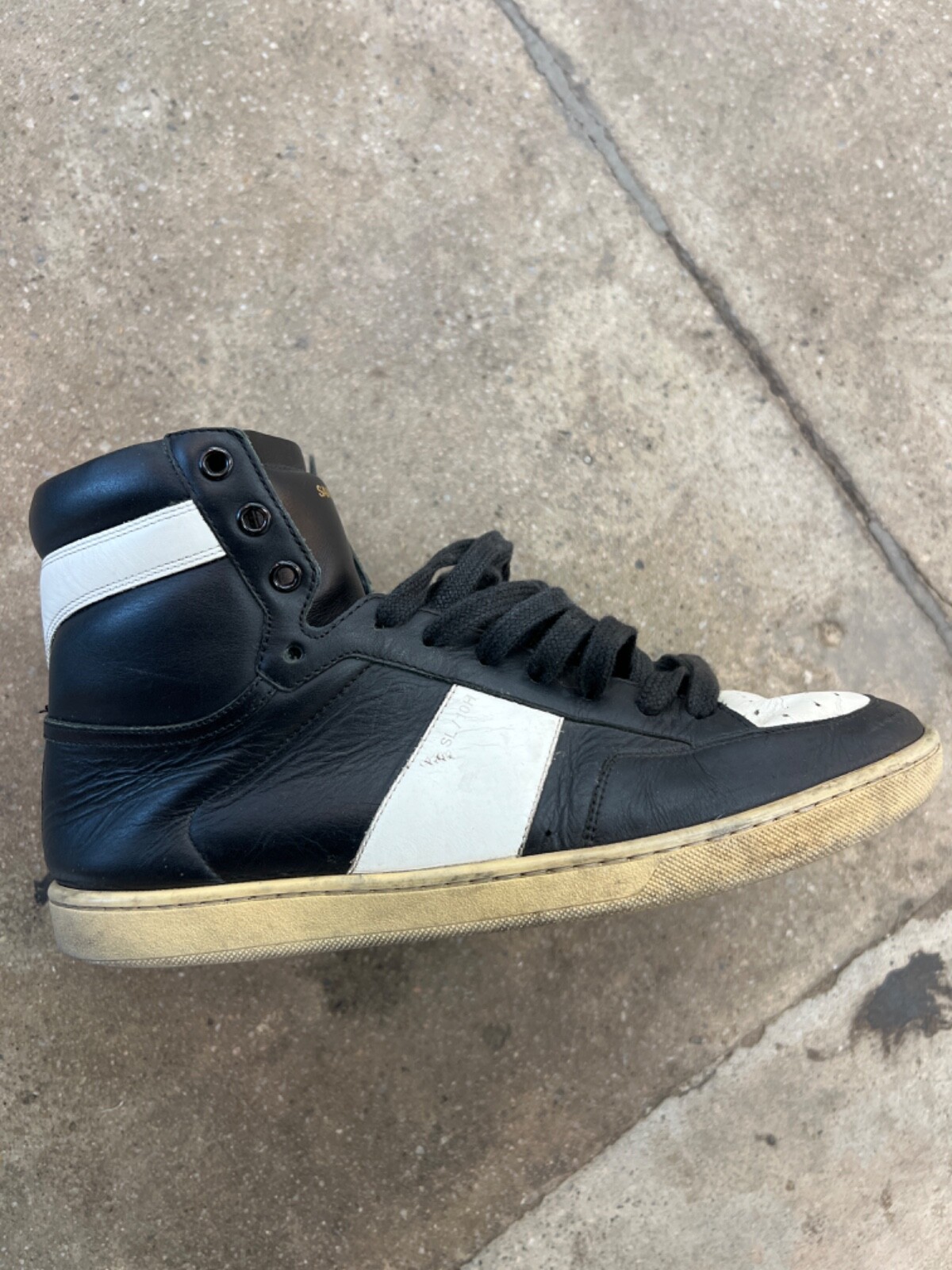 Sneaker alta Saint Laurent in pelle nera argento taglia 9 US 42 EU