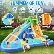 Inflatable Bounce House Water Slide Park with Blower, Splash Pool, Water Gun NEW