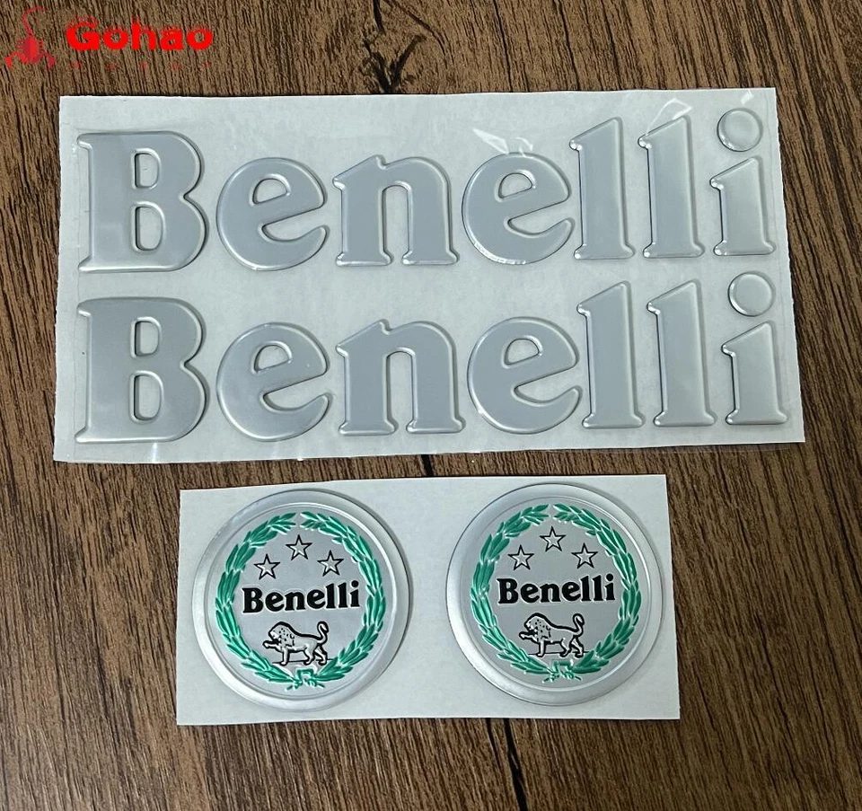 Juego de calcomanías emblema Benelli plata mate 4x para Tornado Leoncino BJ TNT BN Foto 2 de 4