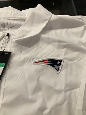 MENS NFL NIKE ON FIELD NEW ENGLAND PATRIOTS 1/4 ZIP Jacket XL WHITE/NAVY NWT