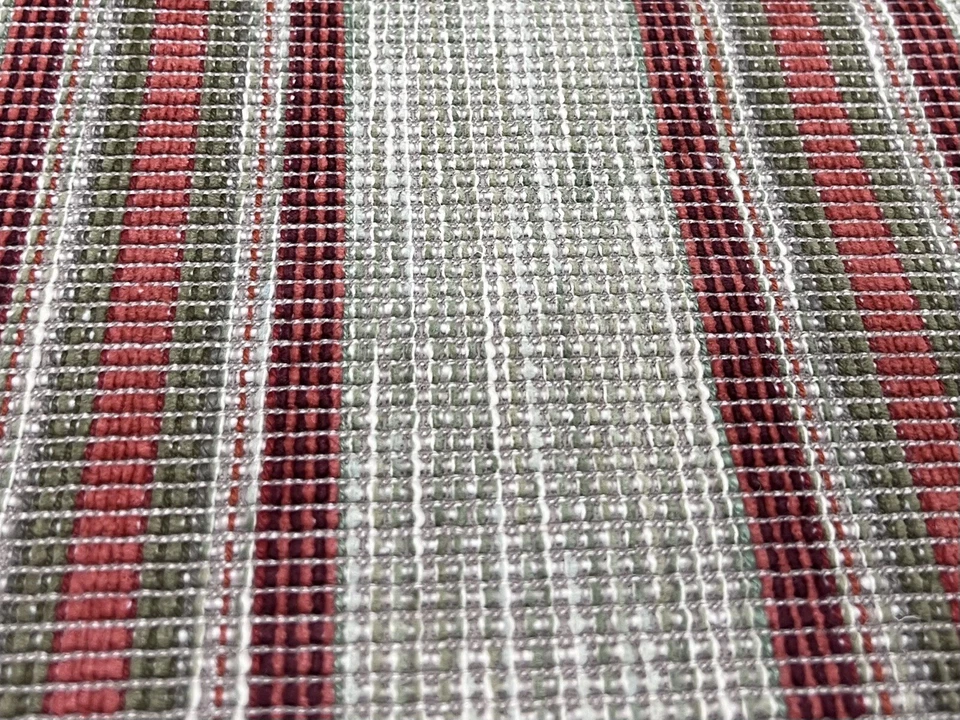 Tela con textura otomana Colefax & Fowler - rayas Kennet / rojo verde 2 yardas F4640-01 Foto 3 de 3