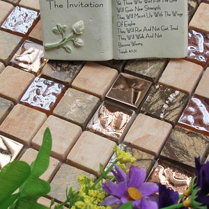Beige Color Stone Mixed Glass Mosaic Kitchen Backsplash Tiles