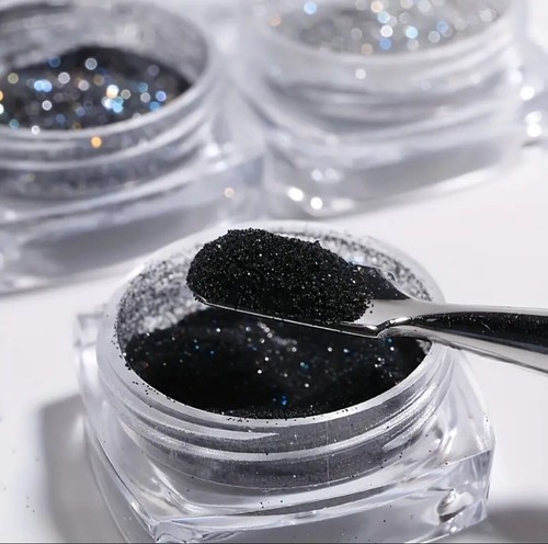 6Pcs Black Series Nail Powder Glitter Art Powder Dust Glimmer Hot Premium 6pcs - Picture 4 of 6
