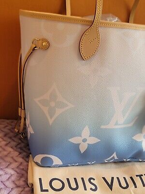 LOUIS VUITTON BY THE POOL NEVERFULL MM BLUE GIANT FLOWER MONOGRAM BAG **NO  POUCH