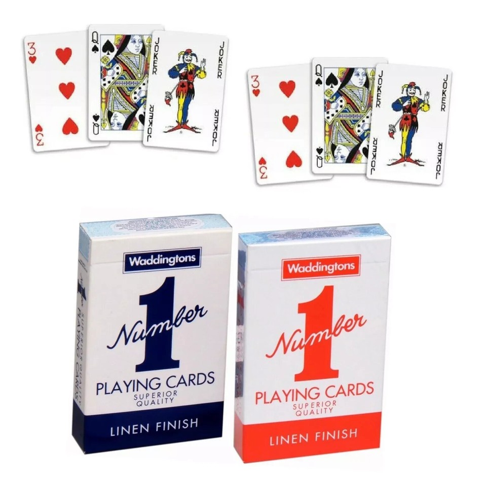 Waddingtons No.1 Classic Playing Cards Decks of Red & Blue Poker Game ...