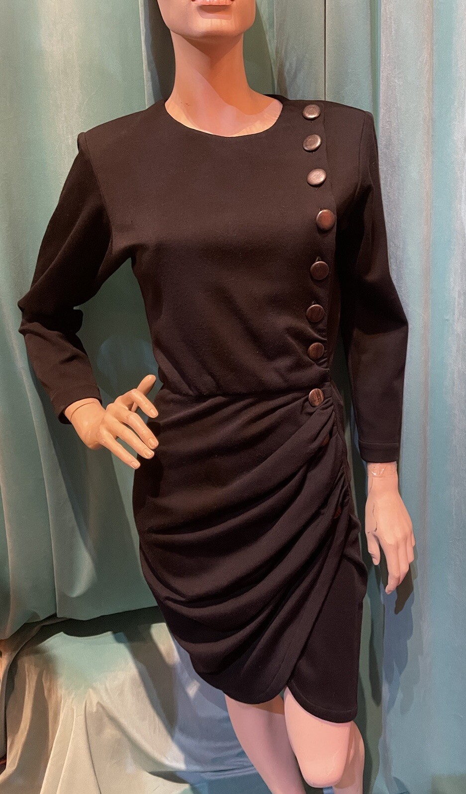 Abito da cocktail nero vintage anni '80 YSL Rive Gauche Paris Yves Saint Laurent