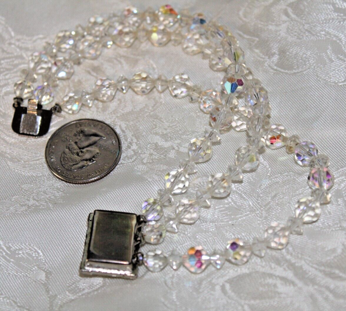 VINTAGE AB GLASS CRYSTAL 3 STRAND BEADED BRACELET WITH RHINESTONE CLASP GORGEOUS - 第 3/5 張圖片
