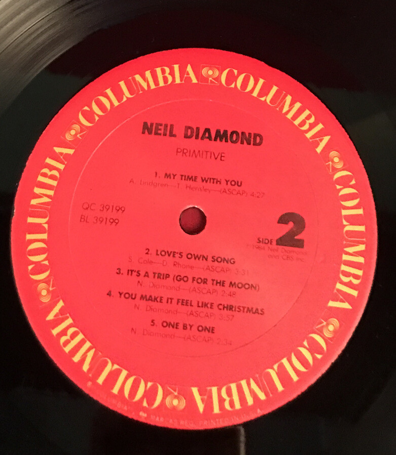 Neil Diamond PRIMATIVE-1984 Columbia 39199 Vinyl LP