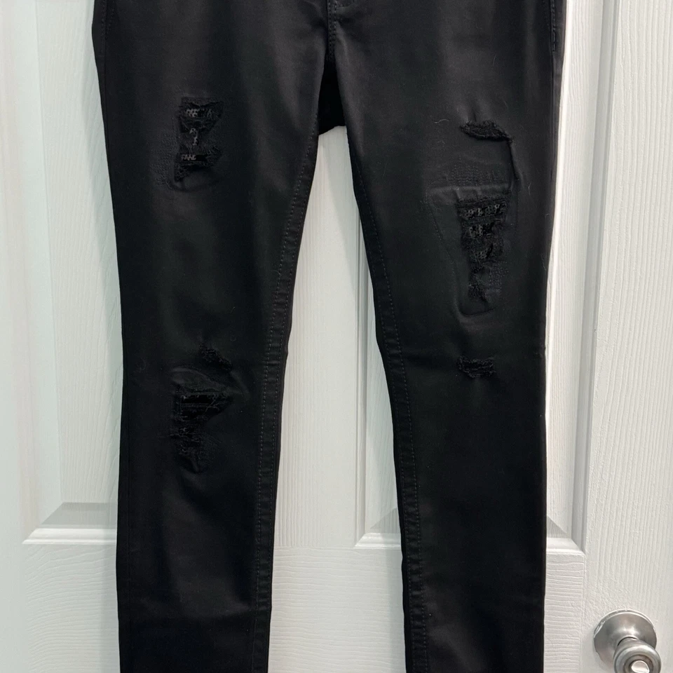 Pantalones ajustados tipo jean Miss Me para mujer talla 28 negros lisos firma Foto 3 de 4