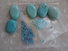 Dyed Howlite Necklace Chunky Stone Beads Bohemian Boho Turquoise color