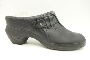 Merrell-Black-Leather-Slide-On-Casual-Comfort-Chunk-Heel-Clog-Shoe-Womens-7-5