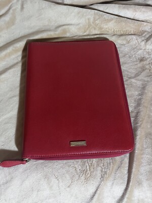 BURBERRY LEATHER IPAD COVER ZIP AROUND Red GRAINED
