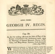 Antique Act of Parliament Sale of Estates Osmond Beauvior & Mary Sharpe 1820 