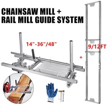 14"-36"/48" Chainsaw Mill Planking and 9/12ft Aluminum Rail Guide System Cutting