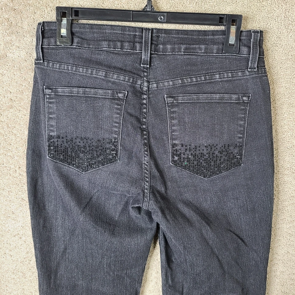 NYDJ Jeans Womens 6 Black Skinny Mid Rise Lift Tuck Denim Rhinestone Stretch - Image 4 of 4