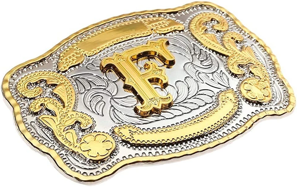 INICIAL (F) HEBILLA CINTURÓN LETRA VAQUERO WESTERN RODEO TEXAS STAR Hebillas Vaqueras Foto 2 de 4