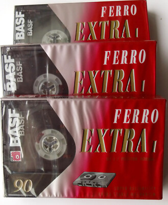 3 x BASF Ferro Extra I 90 Cassette Tapes OVP SEALED In Original Folie Ungeöffnet