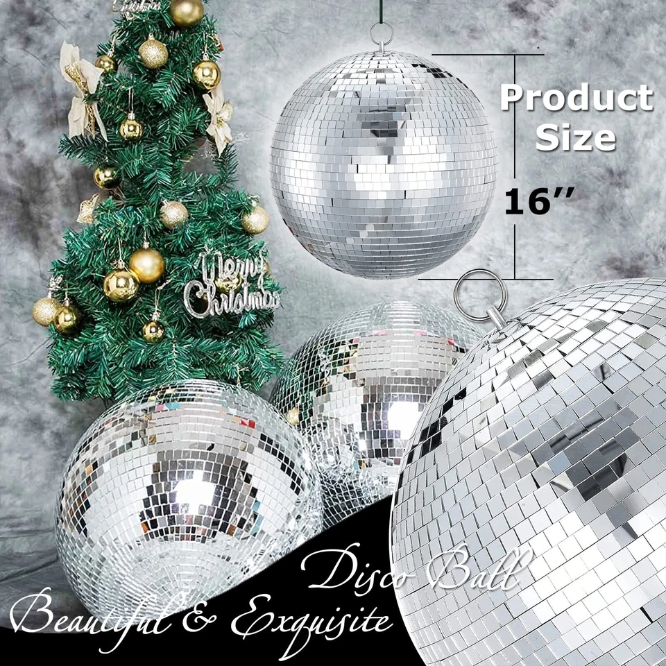 Large Disco Ball,Disco Ball,16 inch Mirror Ball Hanging Disco Ball for DJ Clu... - Image 2 of 4