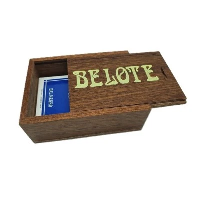 Coffret en bois teinté avec jeu de belote 32 cartes Made in Jura - Chavet J3-BEL - Photo 1/2