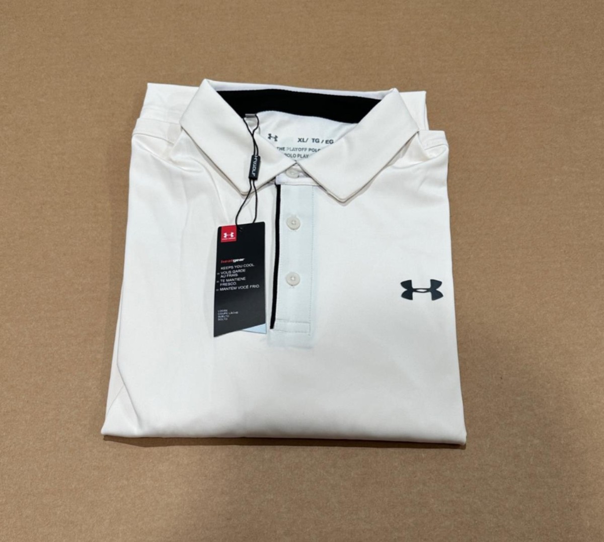 Under Armour Heat Gear The Playoff Men's Golf Polo in Cream White