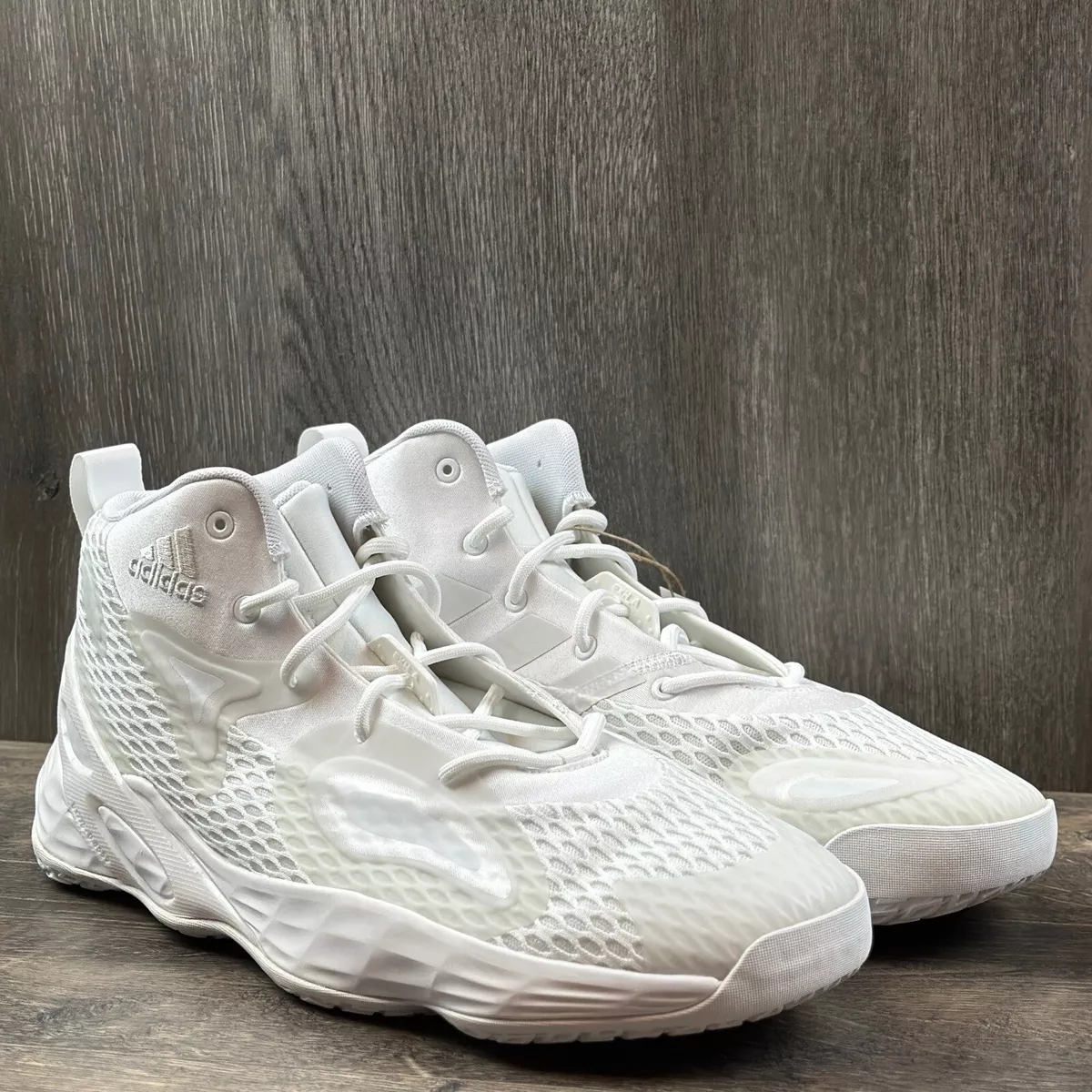 Adidas Exhibit A Mid Triple White Mens Basketball Shoes Size 13