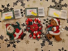 VintageChristmas 3 Fabric Refrigerator Magnets/ Ornaments.  Holiday Traditions. 