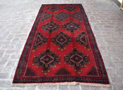 5x10 ft Afghan Vintage Tribal Baluchi Rug Red Handmade Wool Antique Oriental Rug