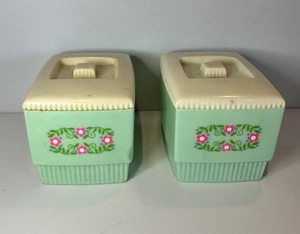 1960s VINTAGE PLASTIC GREEN NURSERY CHILDHOOD & /ALAN JAY CONTAINERS (2)