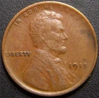 1915 Lincoln Cent - Ear, Hair, and Line Details Show on Wheat Stalks