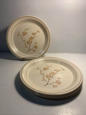 Set of 4 Corelle CHINA BLOSSOM Luncheon Salad Plates Beige/Tan/Brown Floral 8.5''