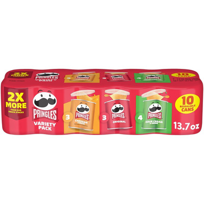 Potato Crisps Chips, Lunch Snacks, Variety Pack, 13.7Oz Pack (10 Cans)