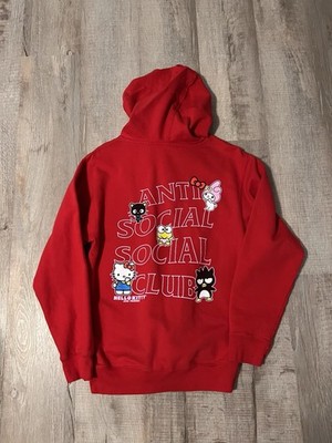 Anti Social Social Club x Hello Kitty Red Pullover Fleece Hoodie Logo S