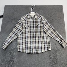 Old Navy Shirt Mens Large Brown Green Plaid Long Sleeve Button Front Casual