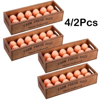 4/2pcs,Rustic Wooden Egg Crates,Egg storage box, stackable country storage boxes