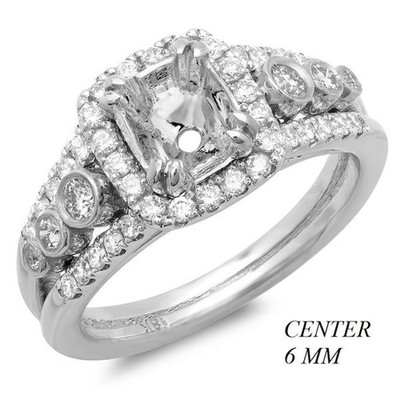 Cushion 6mm Semi Mount Ring 925 Sterling Silver White Zircon Women Jewelry