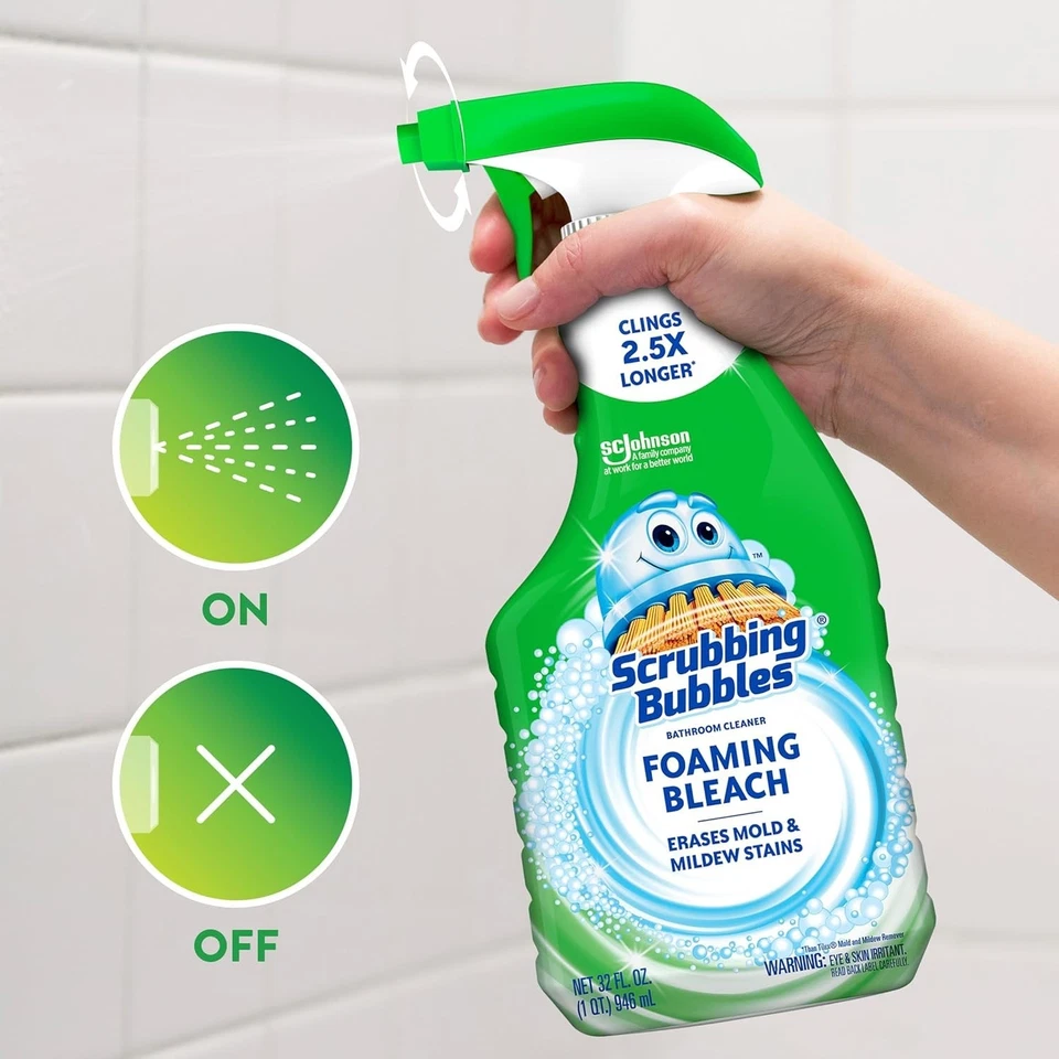 Limpador de banheiro esfregar bolhas espuma alvejante, spray 32 onças (pacote com 2) - Imagem 4 de 4