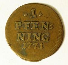 BAVARIA (German State) 1 Pfennig 1771 - Copper - Maximilian III. Josef - 2192