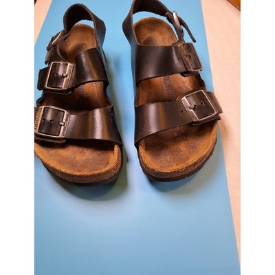 Birkenstock Black Leather Double-Buckle Sandals