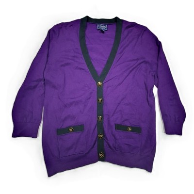 Chaps by Ralph Lauren Strickjacke Damen L Cotton/Nylon Lila Schwarz Knopf