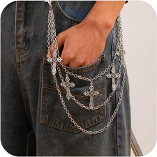 Pants Chain for Men Women Punk Chain Belt Jeans Jewelry Accessory Multi-Layer Hi