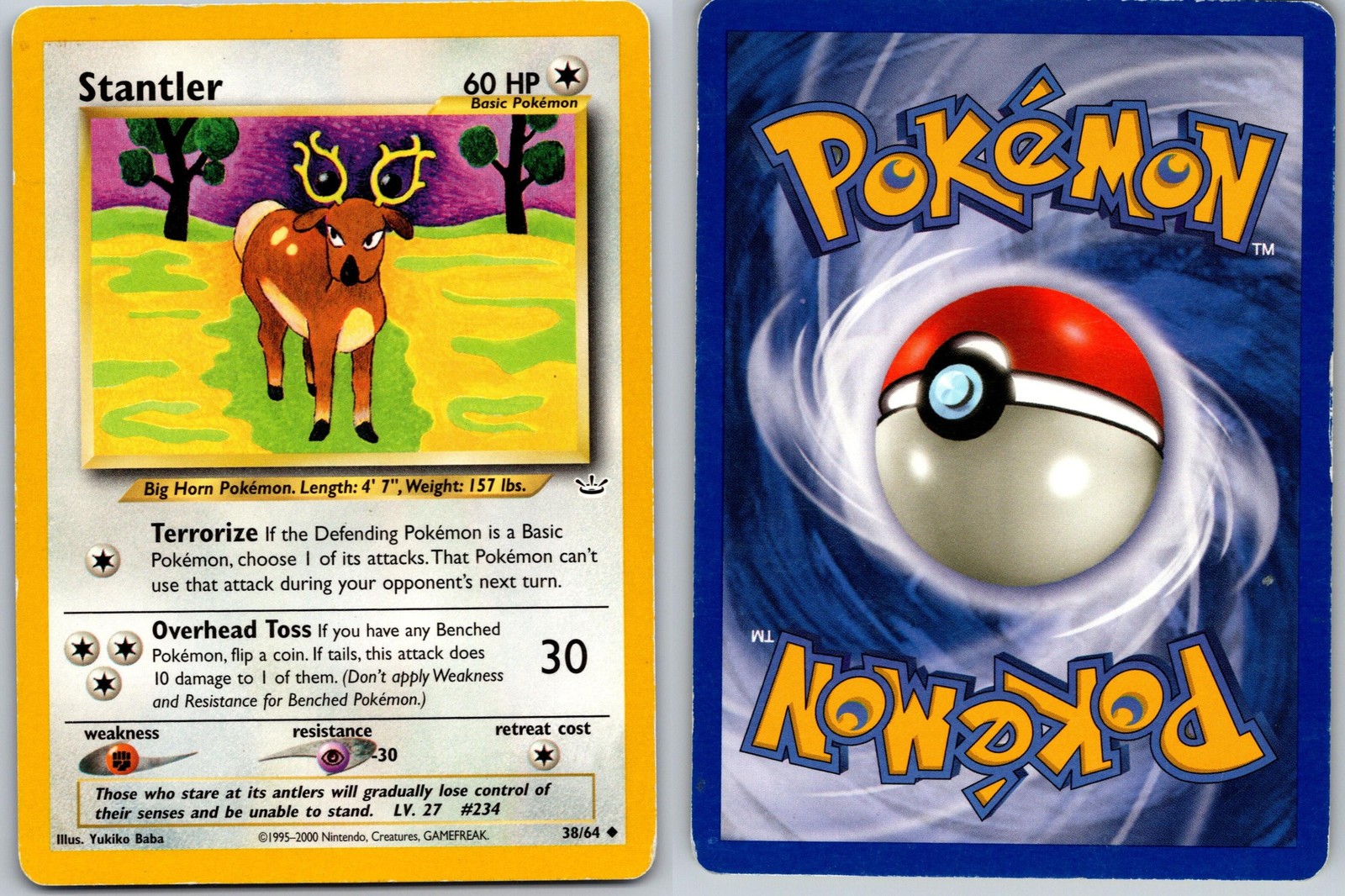 STANTLER POKEMON NEO REVELATION 38/64 UNCOMMON MP