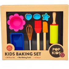 30-Piece Real Baking Tools For Kids Silicone Molds Spatula Rolling Pin Set