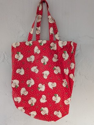 Allover Santa Face Durable Reusable Waterproof Coated Lined Tote Shop Gift Bag