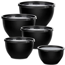 5-Piece Plastic Mixing Bowls with Lids Set for Kitchen Nesting for Baking