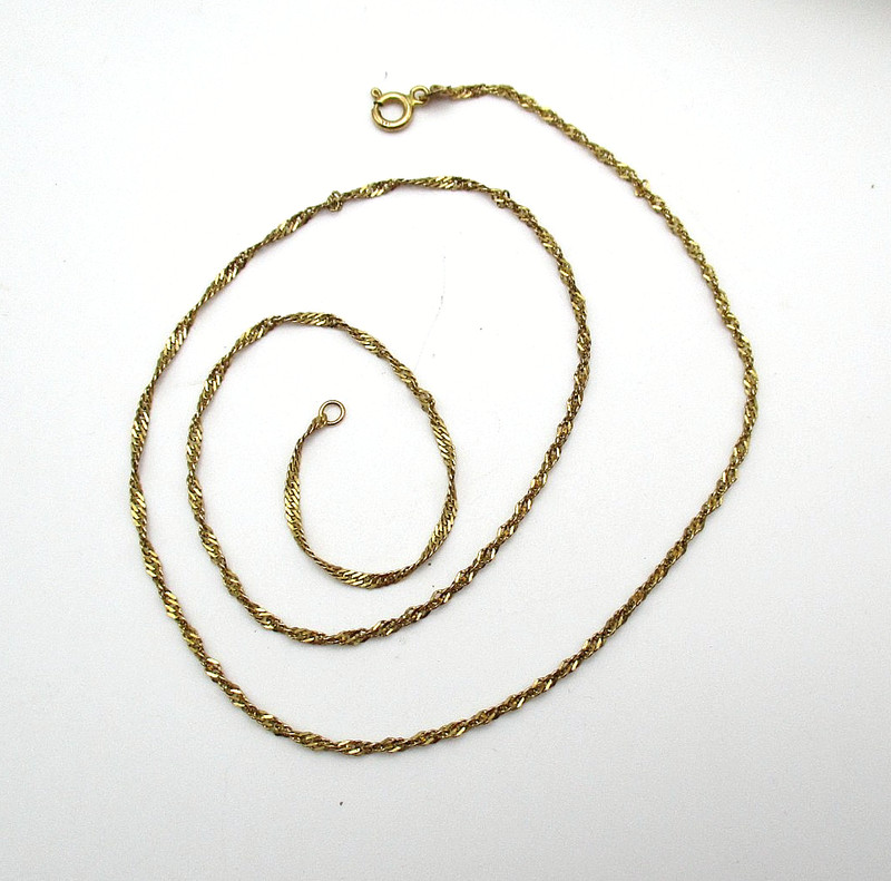14K Yellow Gold Singapore Chain Necklace 20" 3.4 Gr [N137]