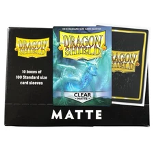 Dragon Shield Matte Clear 10 PACK DISPLAY BOX Standard Size Sleeves 100ct