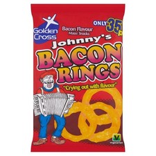 36 Pack Golden Cross Johnny's Bacon Rings Bacon Flavour Maize Snacks 22g x36