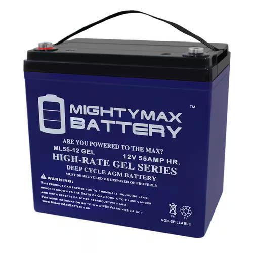 12-Volt 55 Ah Rechargeable GEL Sealed Lead Acid (SLA) Battery
